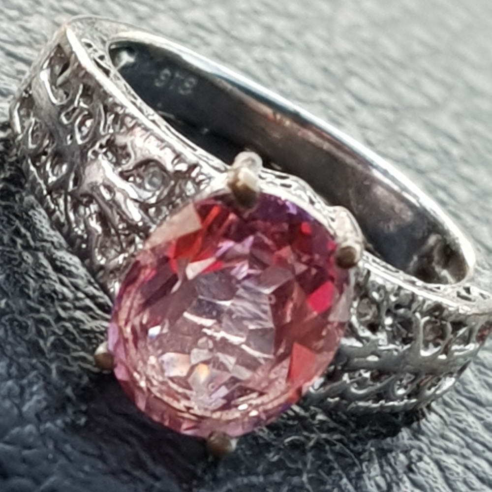 Pink Lab Created Sapphire Ring